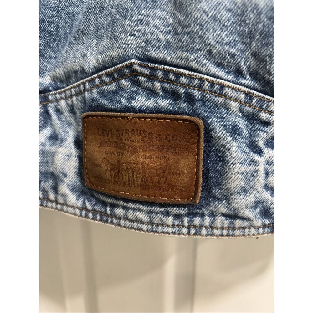 Vintage 80s Levis Denim Jean Acid Distressed Trucker Jacket USA 75068 0219 Sz Sm - Picture 4 of 16